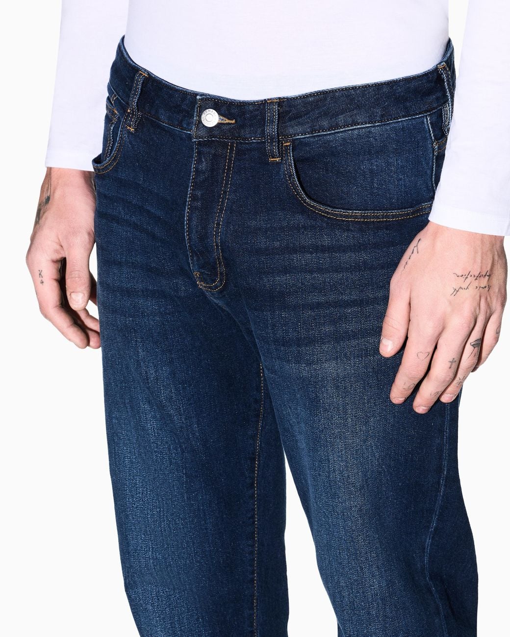 ARMANI EXCHANGE Blue Comfort Slim-Fit Cotton Denim Jeans With Fading Essential for men