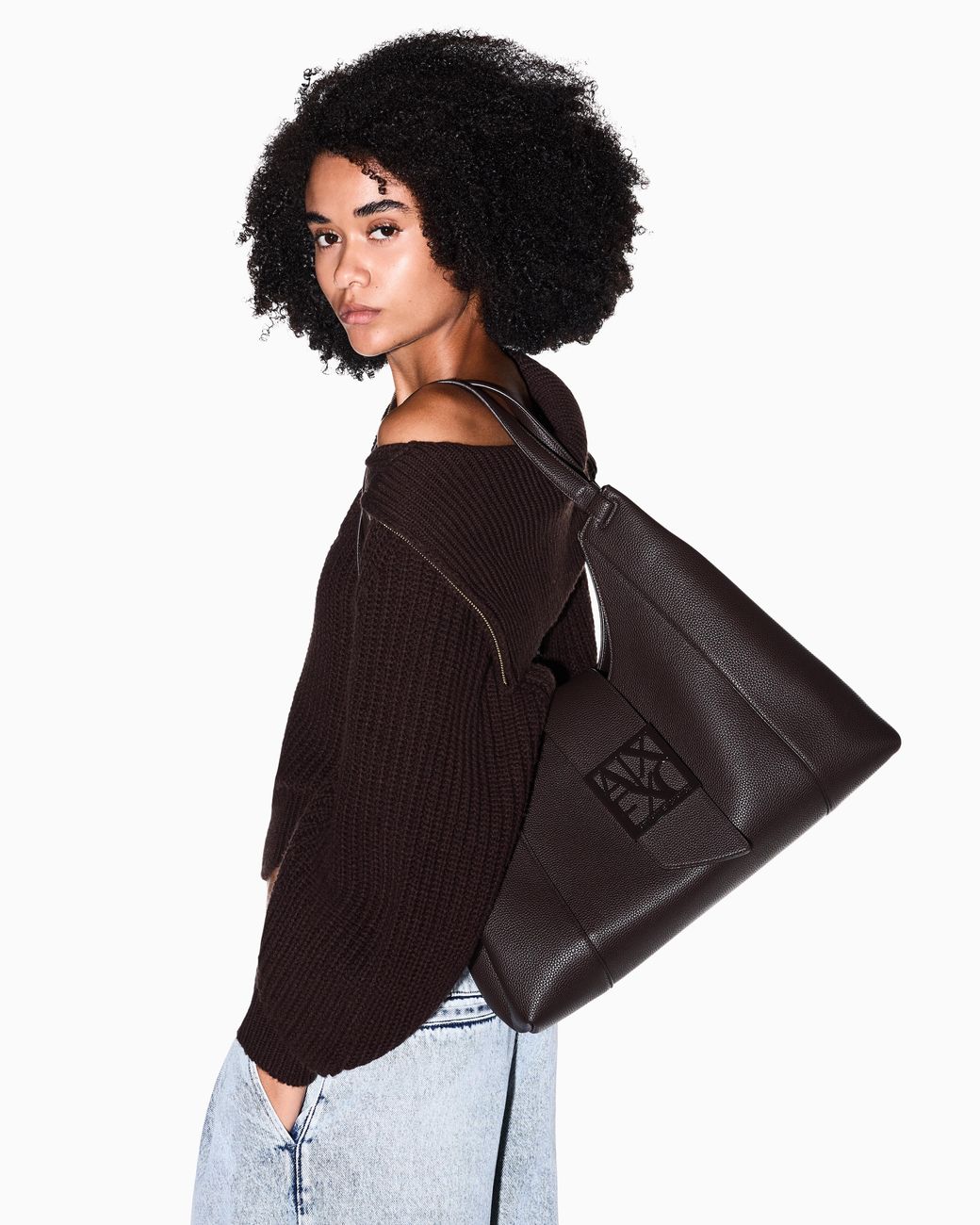 ARMANI EXCHANGE Black Soft Hobo Shoulder Bag