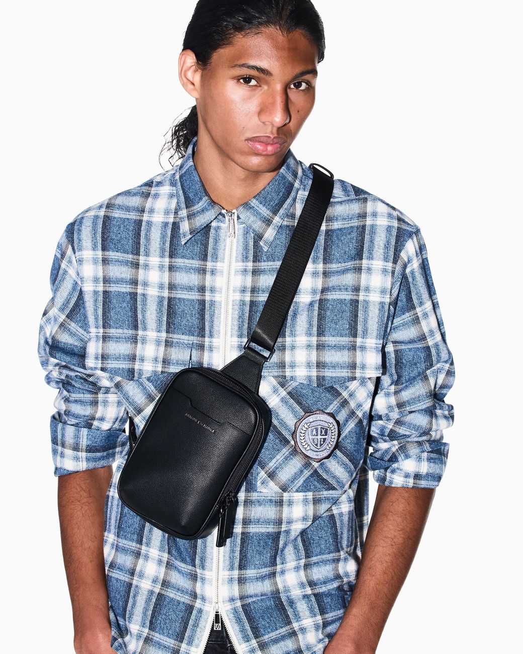 ARMANI EXCHANGE Blue Crossbody Bag With Adjustable Strap And Zip Closure for men