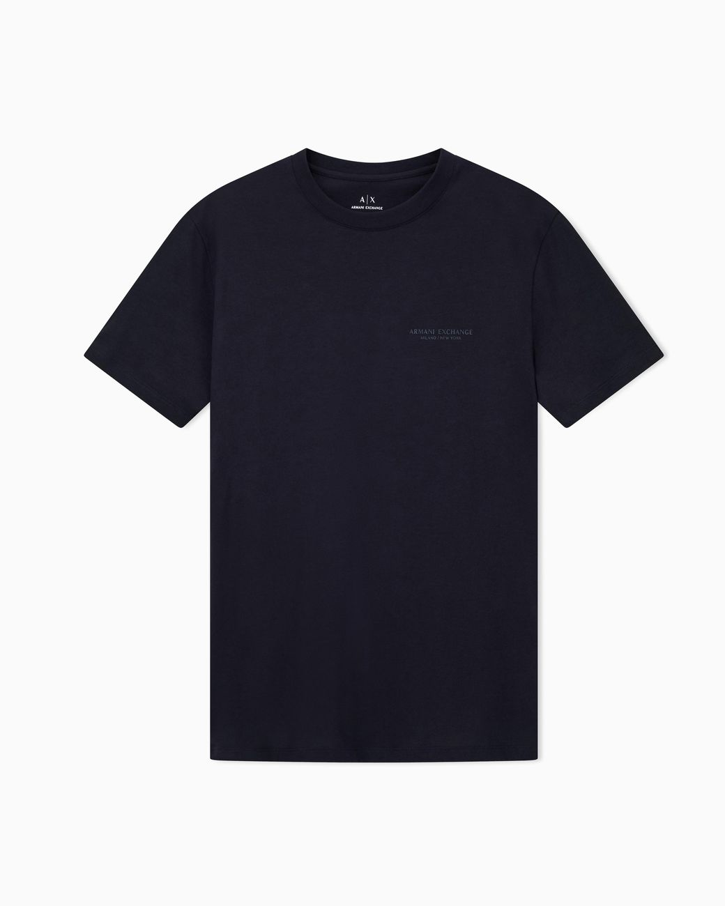 ARMANI EXCHANGE Blue Regular Fit Cotton T-Shirt With A Chest Logo Essential for men