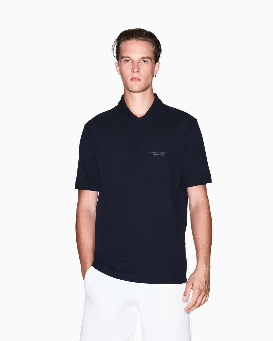 ARMANI EXCHANGE Blue Regular Fit Polo for men