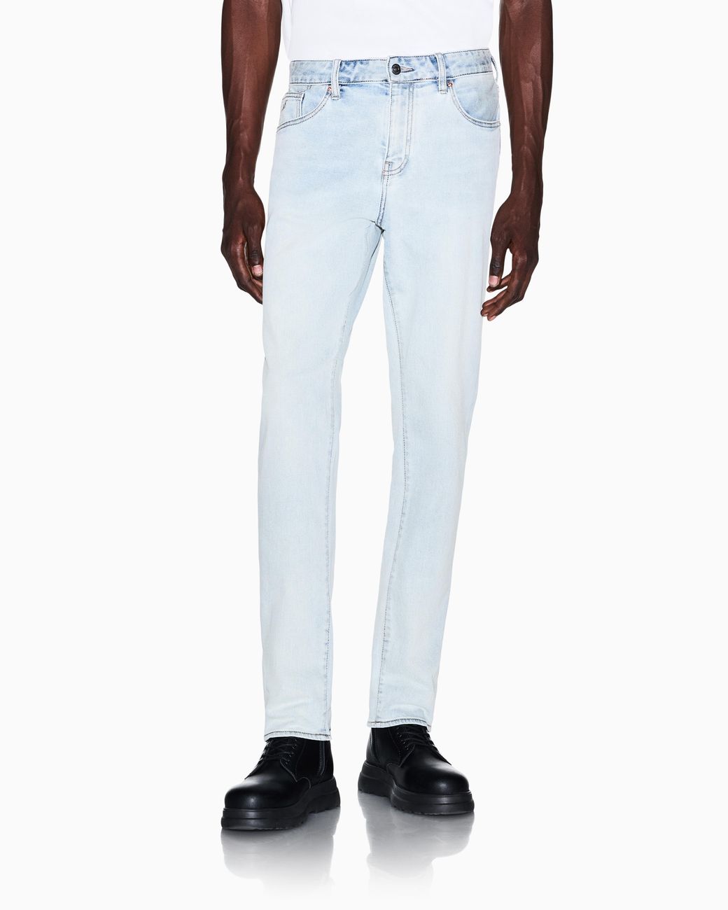 ARMANI EXCHANGE Blue Comfort Slim Fit Five-Pocket Pants for men