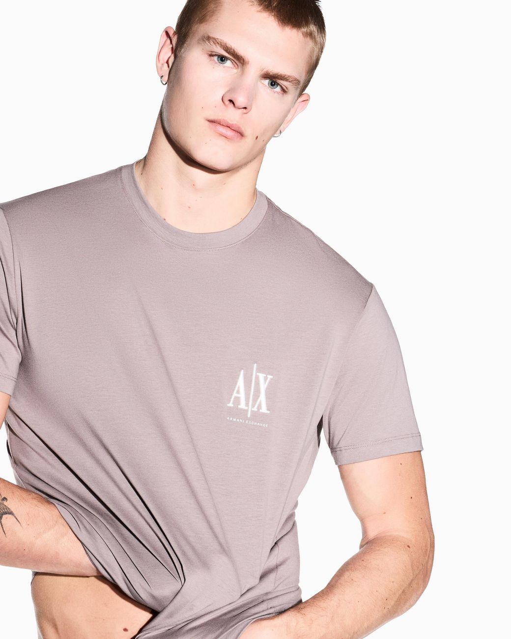 ARMANI EXCHANGE Gray Regular Fit T-Shirt Icon for men