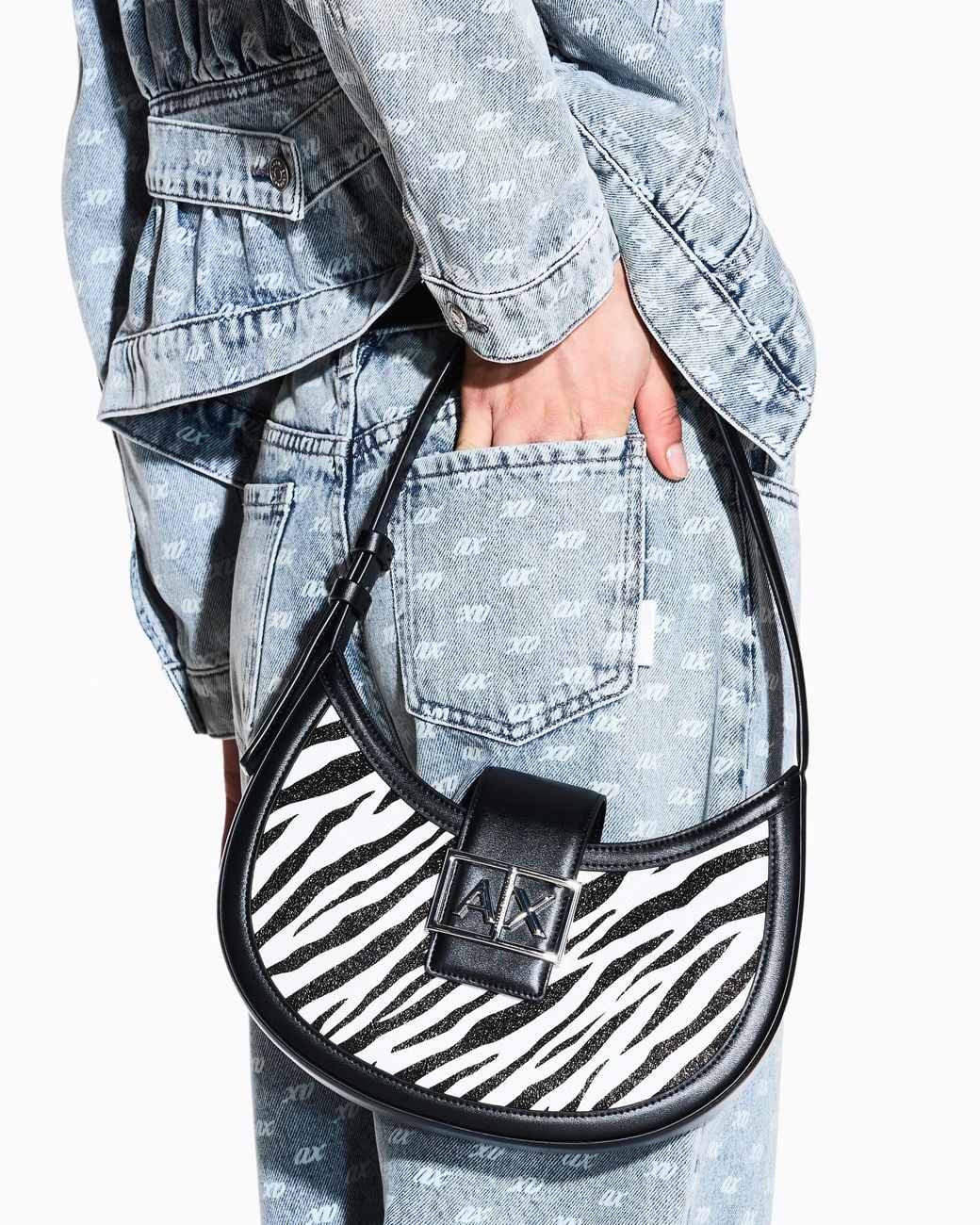 ARMANI EXCHANGE White Hobo Shoulder Bag
