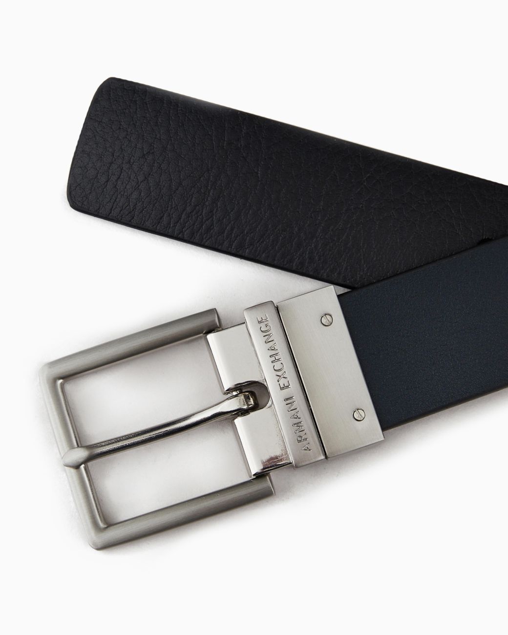 Cinturón De Piel Con Hebilla Rectangular ARMANI EXCHANGE de hombre de color White