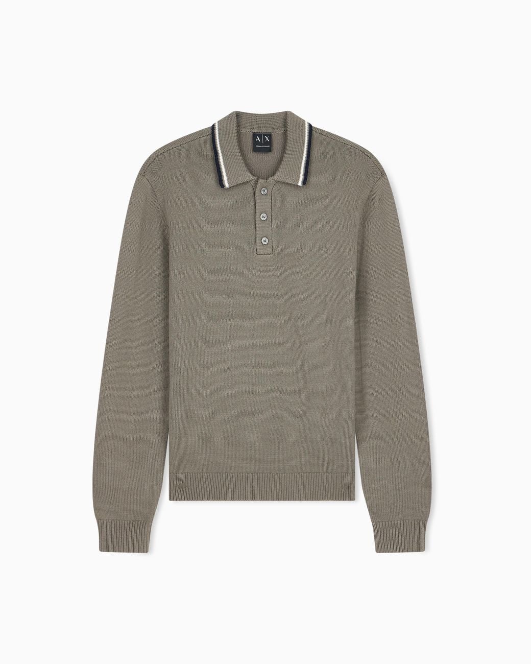 ARMANI EXCHANGE Gray Regular Fit Knit Polo for men