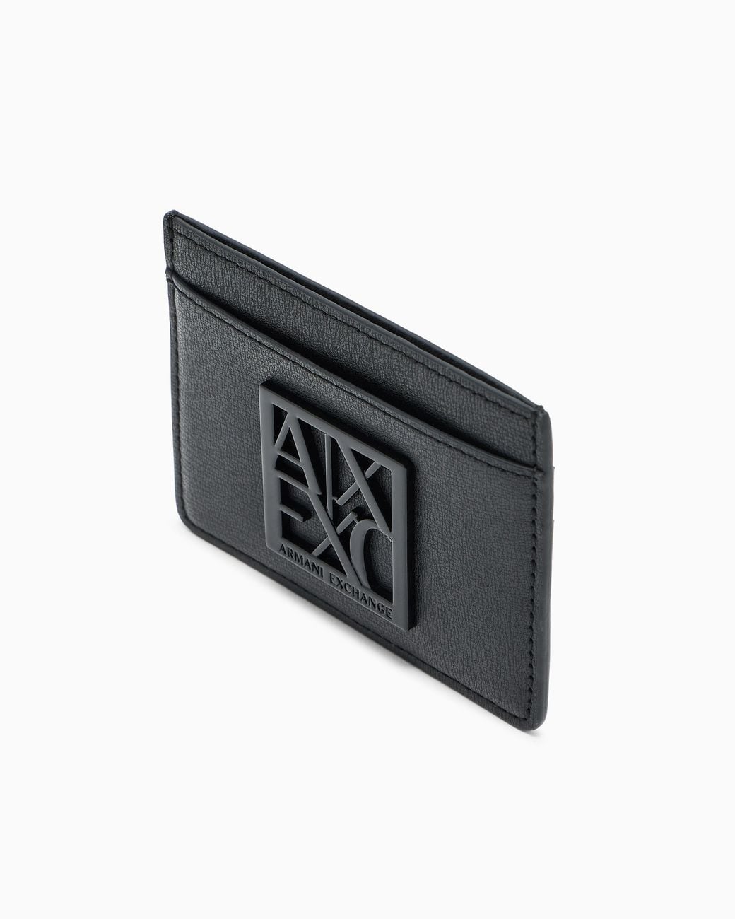 ARMANI EXCHANGE White Smooth Cardholder With An Embossed Logo And Multiple Slots