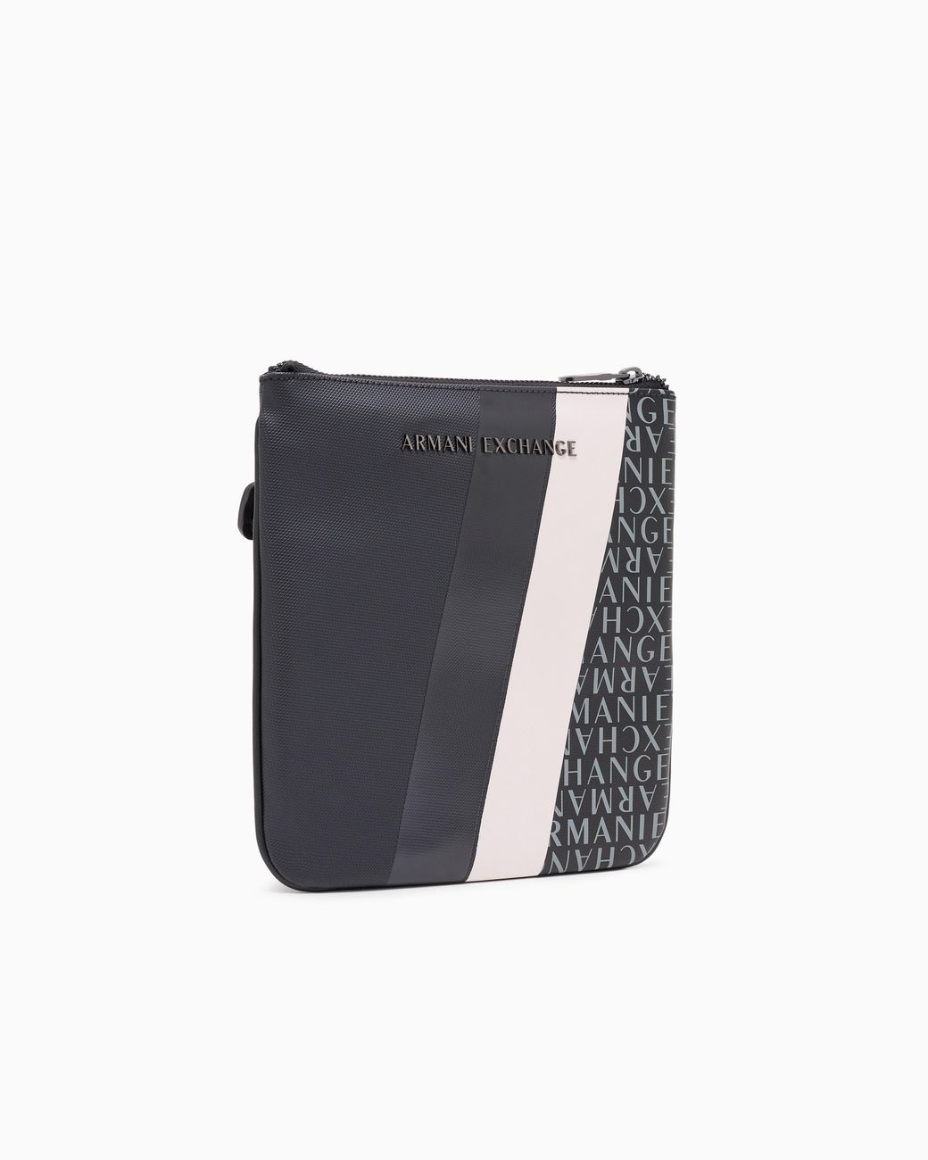 ARMANI EXCHANGE Monogram And Stripe Flat Shoulder Bag in
