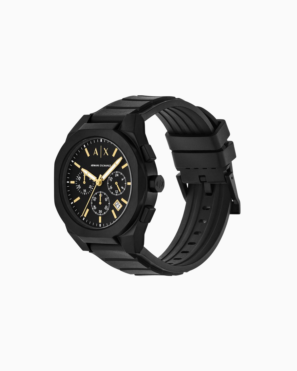 ARMANI EXCHANGE Black Chronograph Silicone Watch And Luggage Tag for men