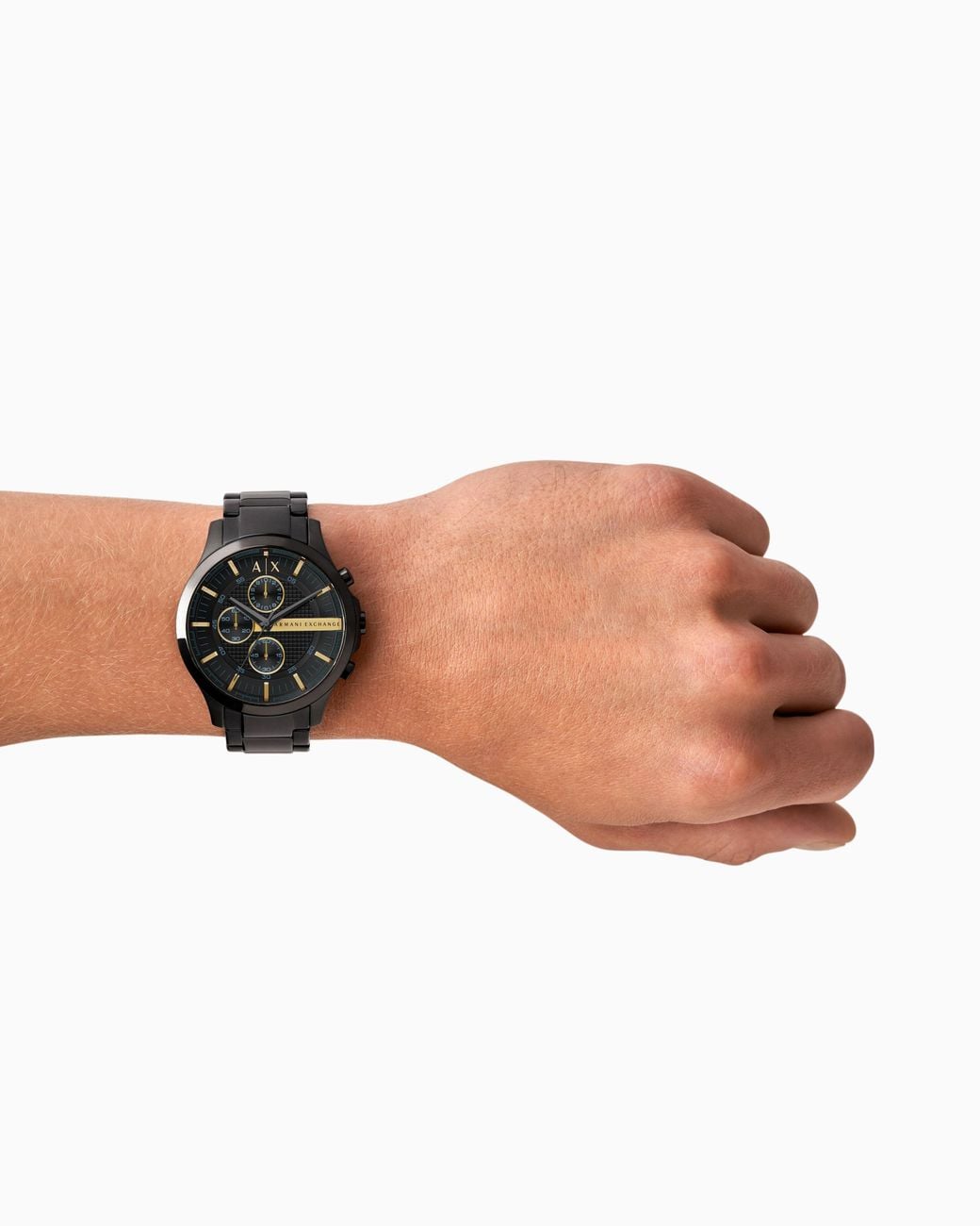 ARMANI EXCHANGE Black Three-Hand Watch With Steel Strap for men
