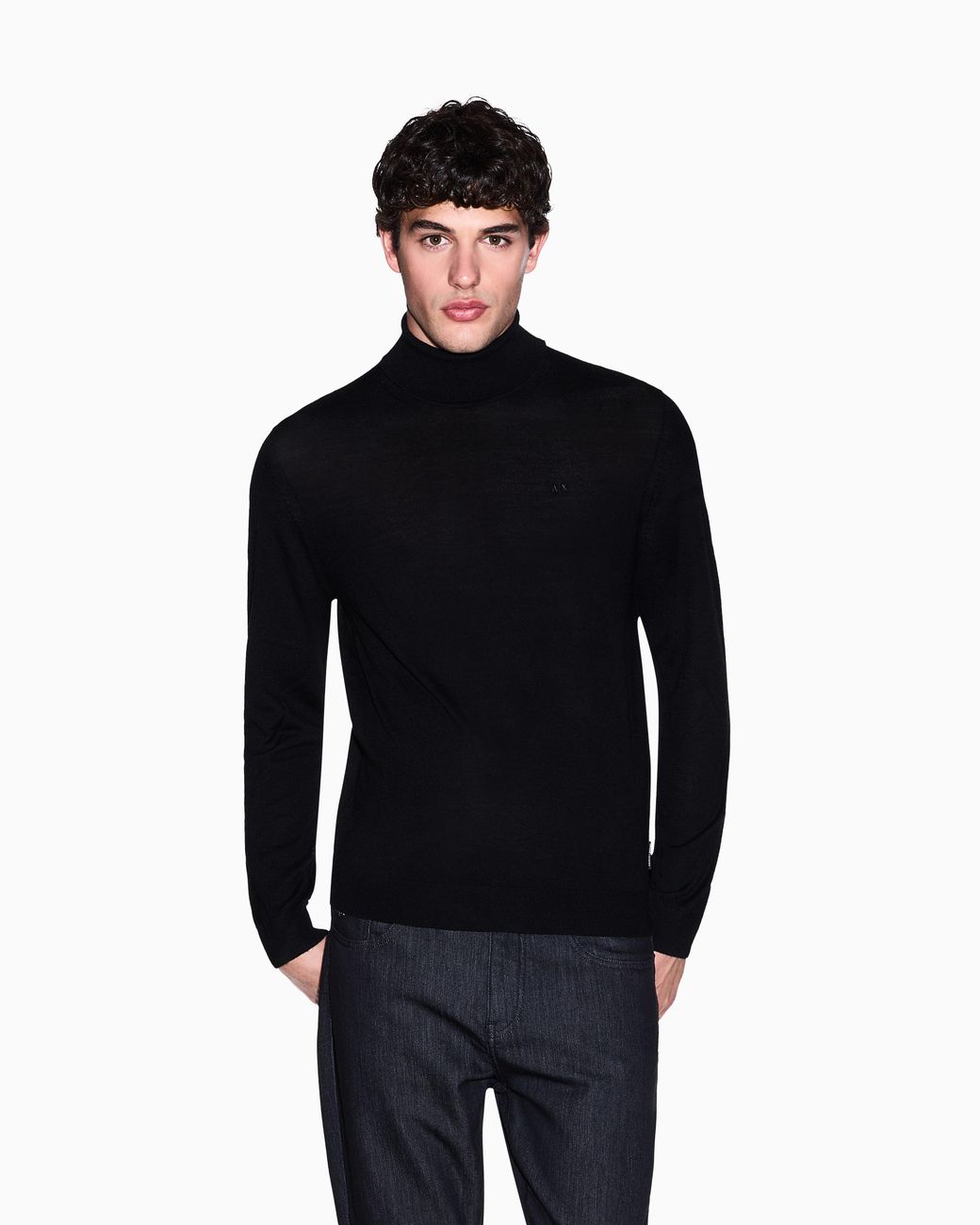 ARMANI EXCHANGE Black Turtleneck Sweater for men