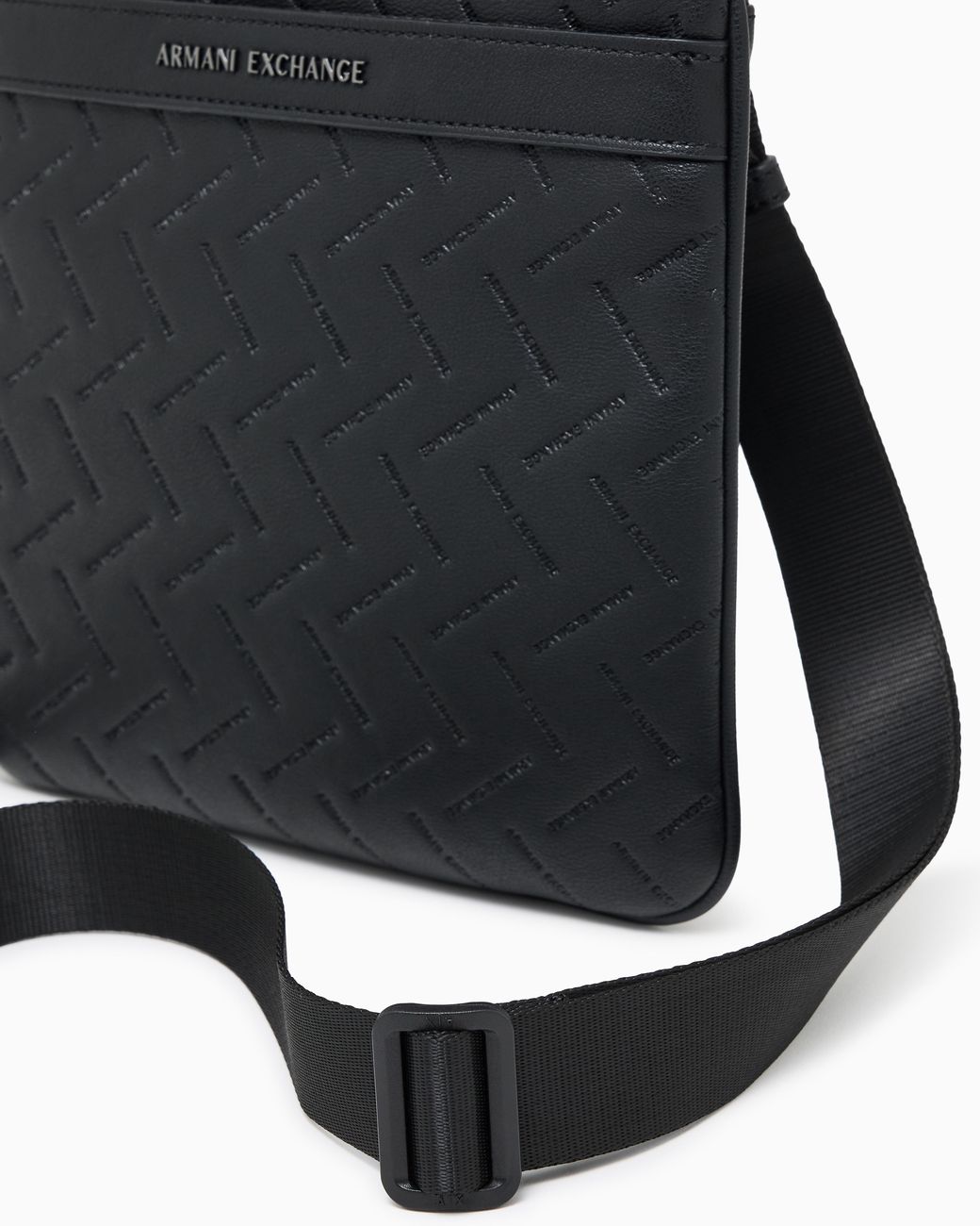 ARMANI EXCHANGE Black Crossbody Bag With An Embossed Pattern And A Zip Closure for men