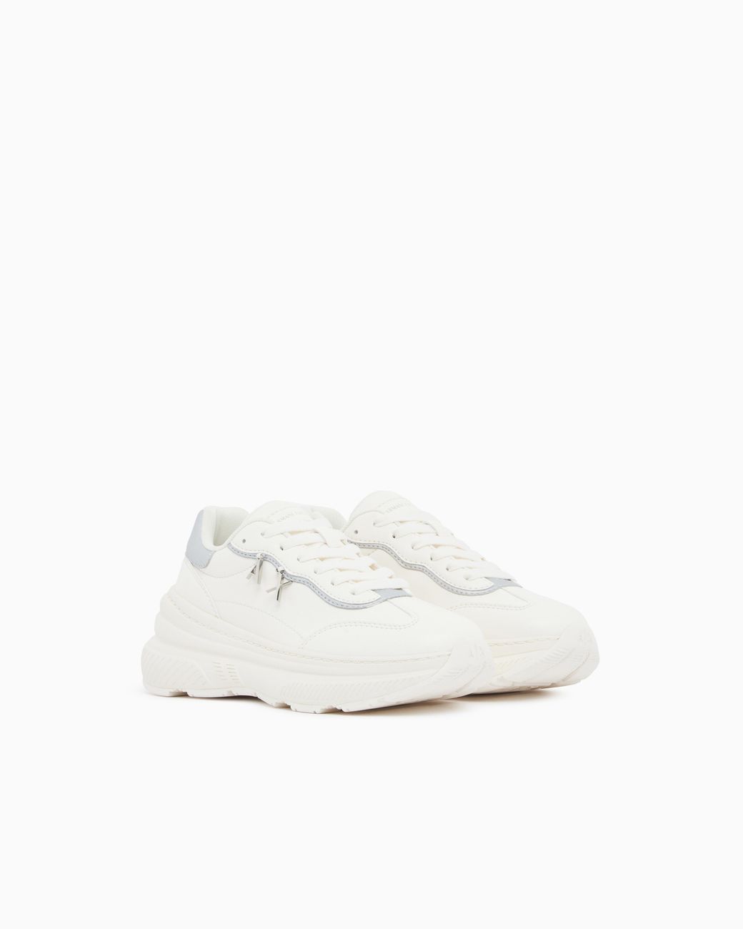 ARMANI EXCHANGE White Sneakers With Nappa Pillow And Metal Suede