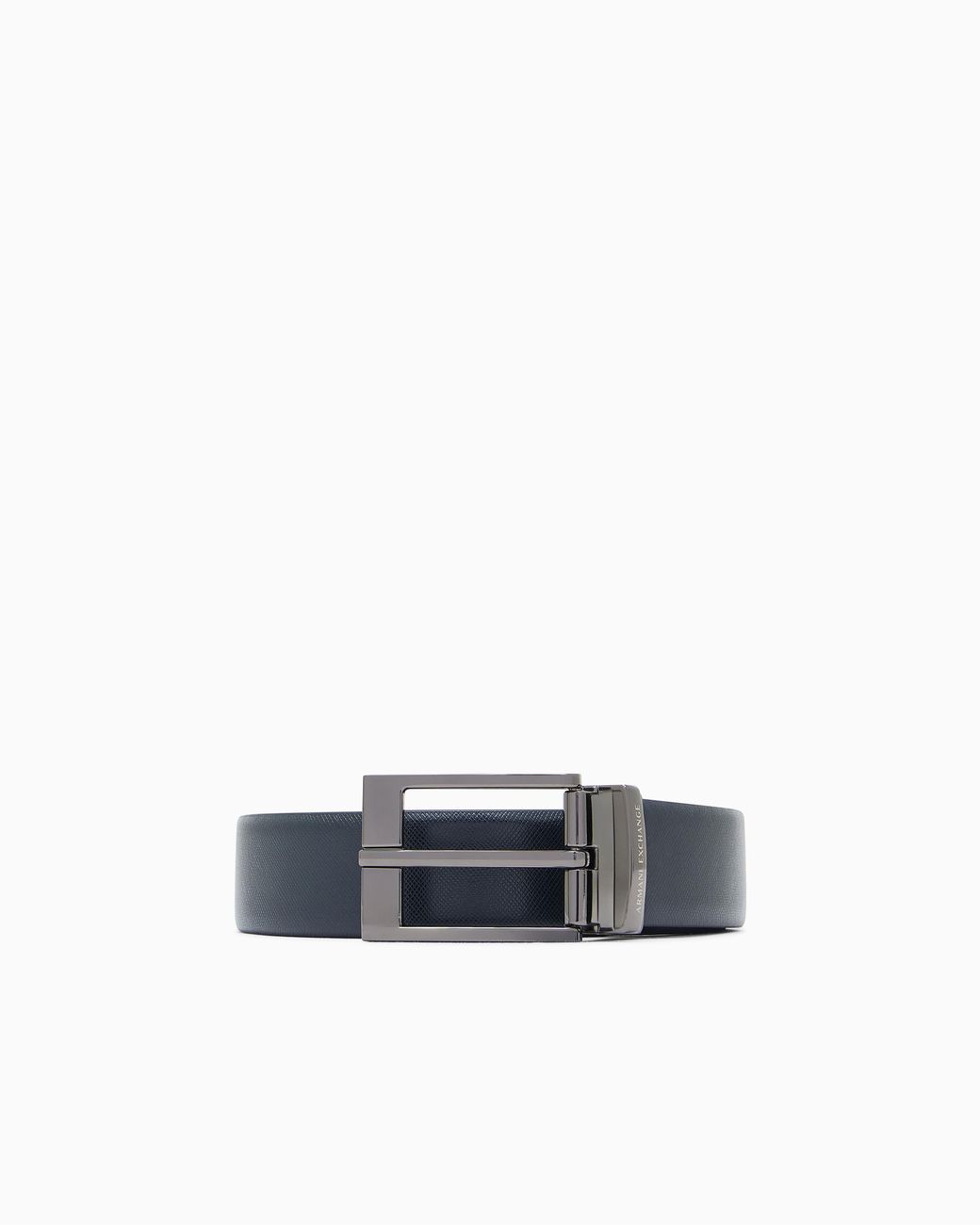 ARMANI EXCHANGE White Reversible Smooth Leather Belt With A Rectangular Buckle for men