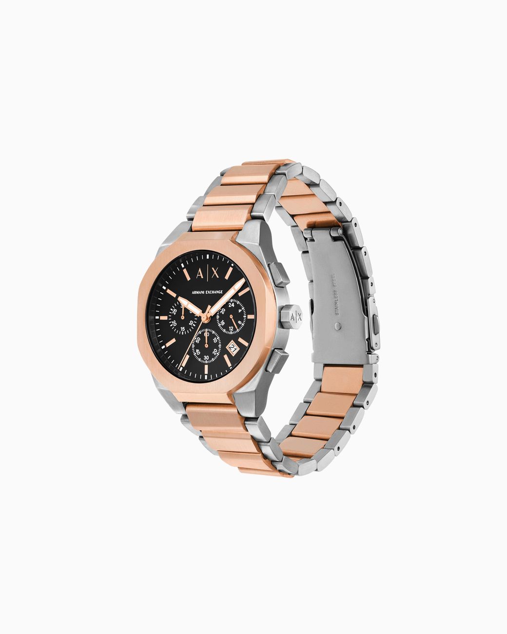 ARMANI EXCHANGE White Three-Hand Two-Tone Stainless Steel Watch for men