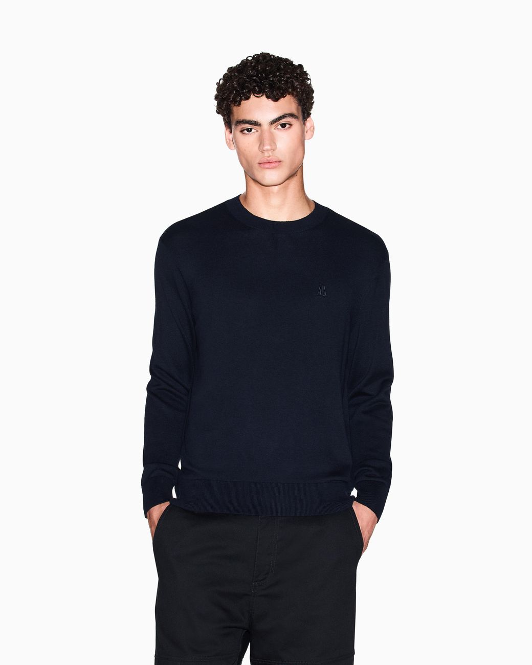 ARMANI EXCHANGE Strickpullover Mit Rundhals Aus Baumwolle Und Viskose Icon in Blue für Herren