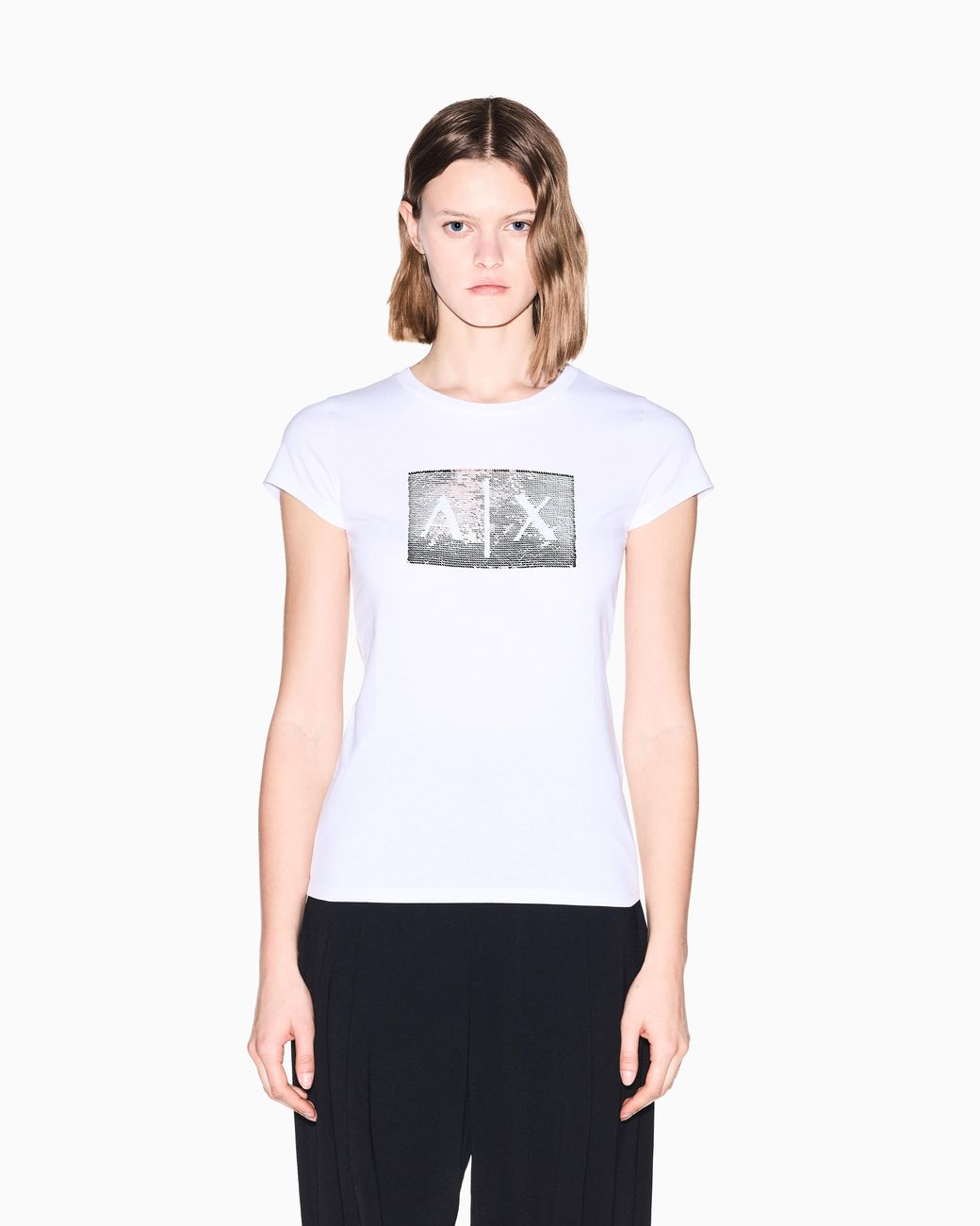ARMANI EXCHANGE White Slim Fit T-Shirt Cotton Jersey