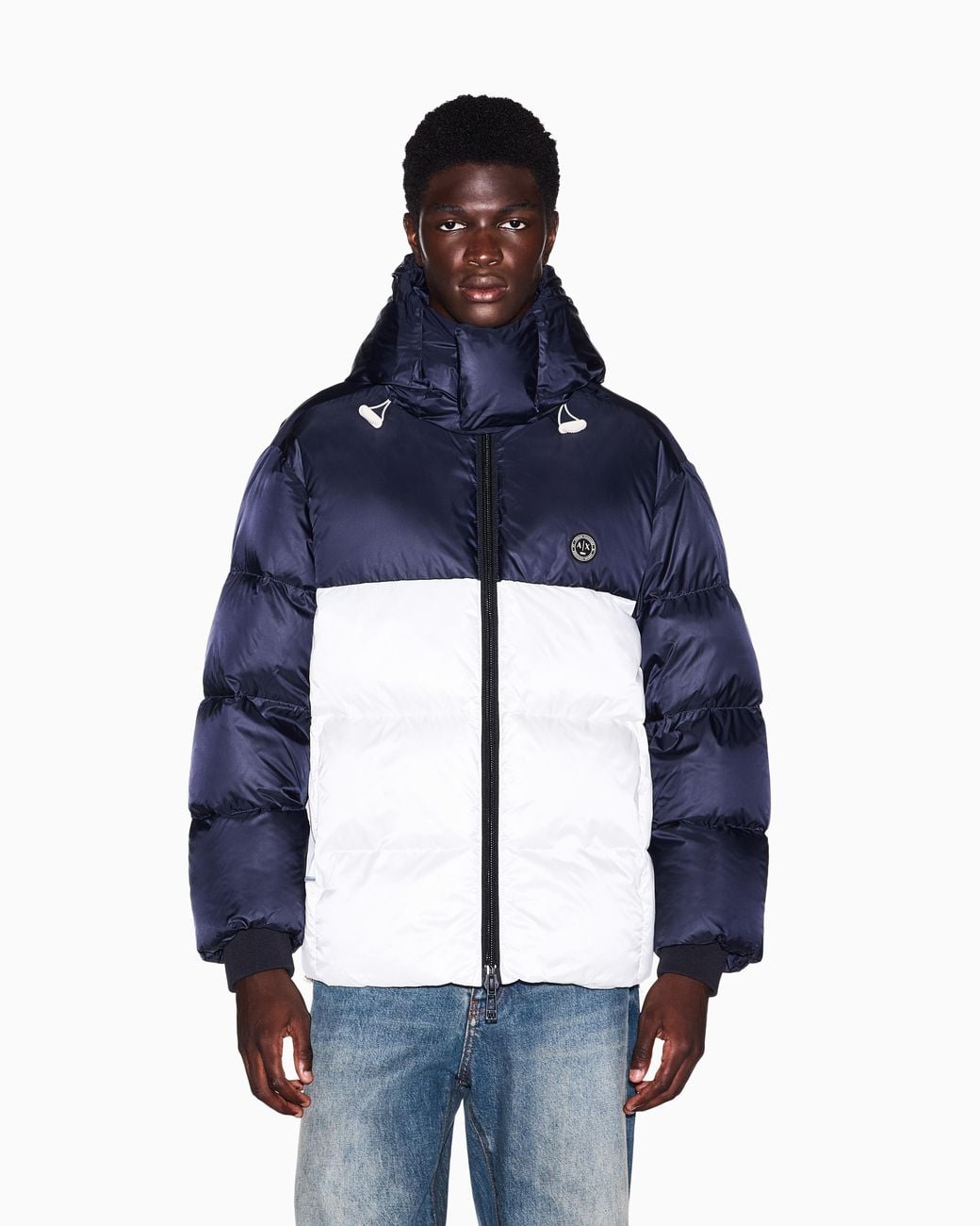ARMANI EXCHANGE Blue Down Jacket With Down And Feather Padding for men
