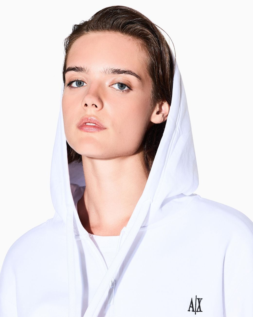 ARMANI EXCHANGE White Full-Zip Hoodie Icon