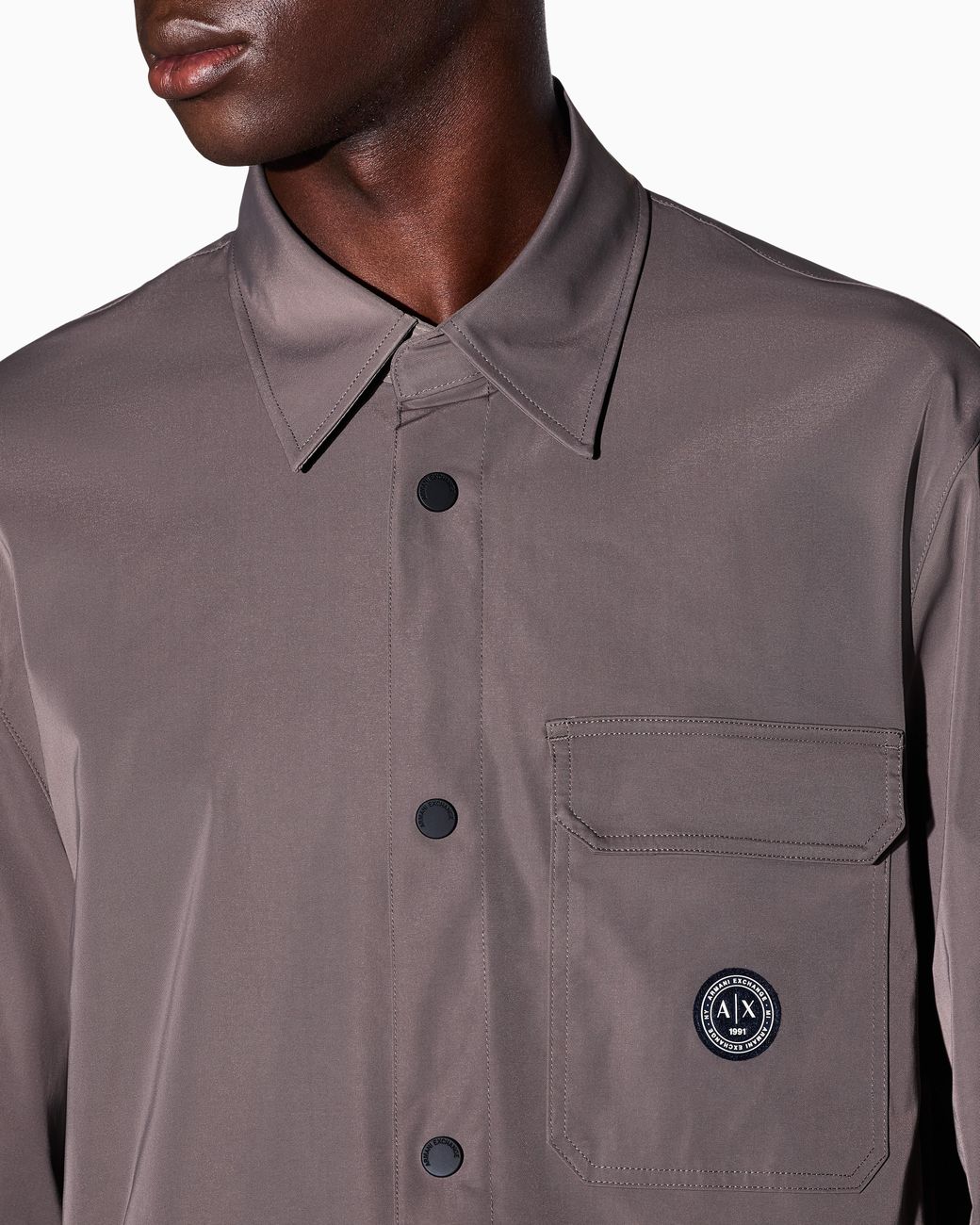 ARMANI EXCHANGE Brown Oversized Fit Shirt With Lining for men