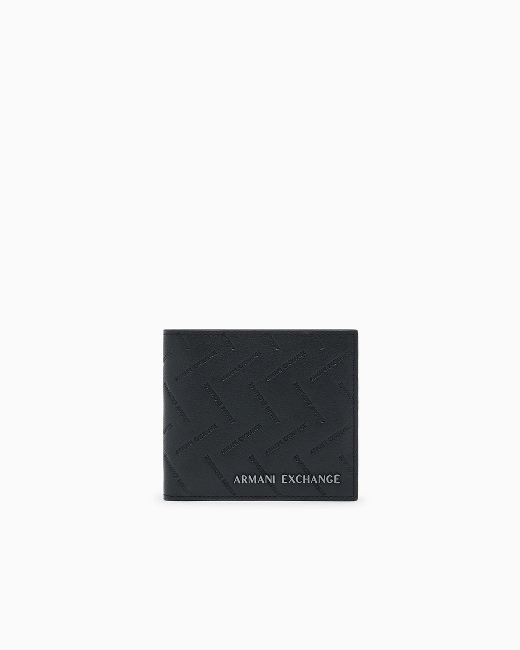 ARMANI EXCHANGE White Leather Bifold Wallet With An Embossed Diagonal Pattern for men