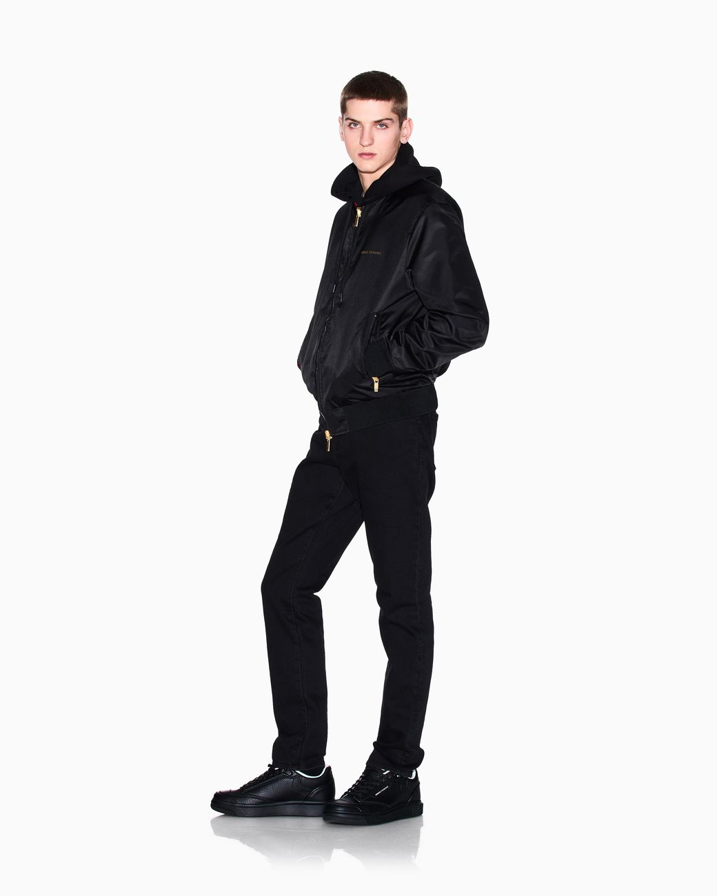 ARMANI EXCHANGE Blue Reversible Satin Blouson With Metal Details for men
