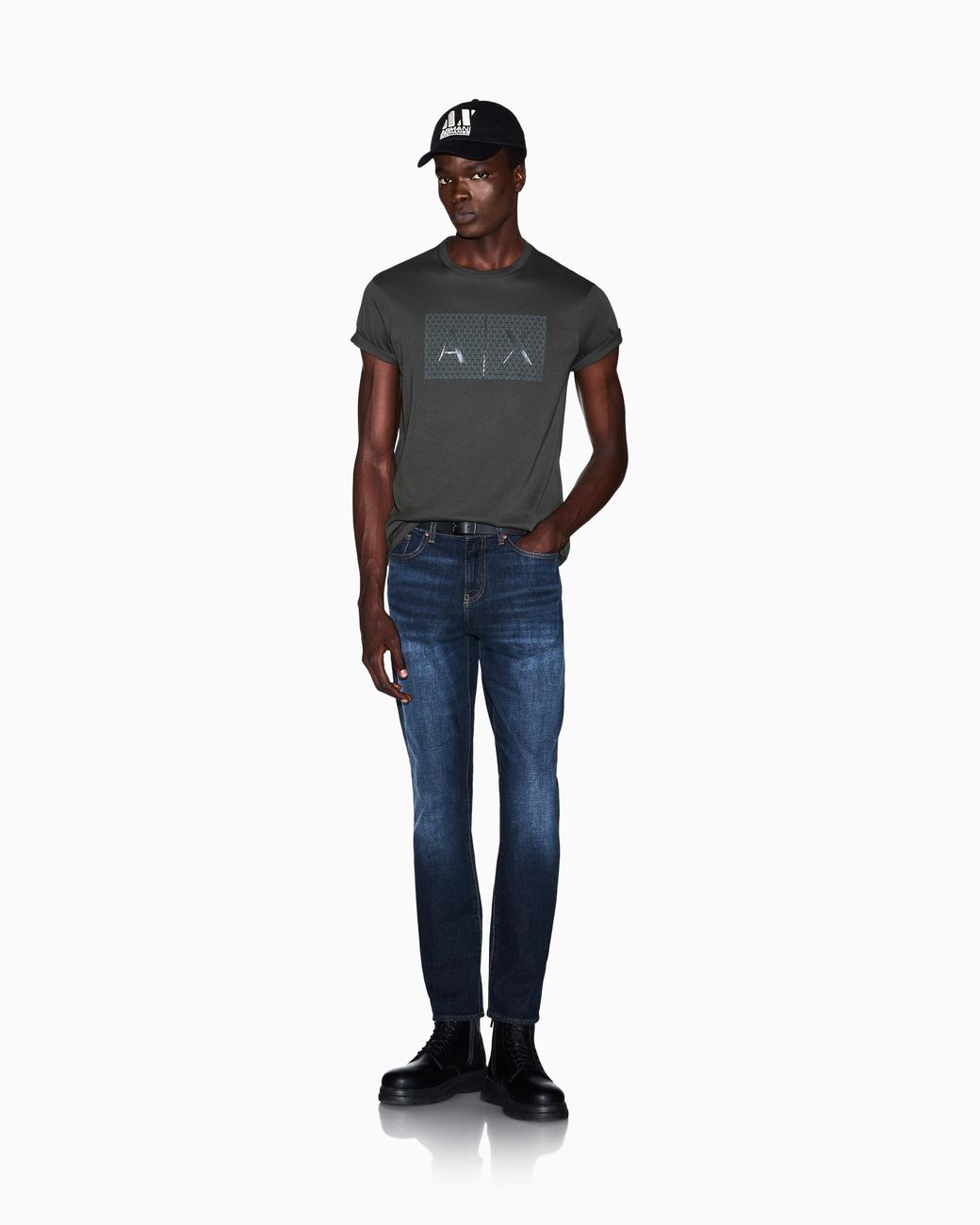 ARMANI EXCHANGE Gray Slim Fit T-Shirt Essential Cotton Jersey for men