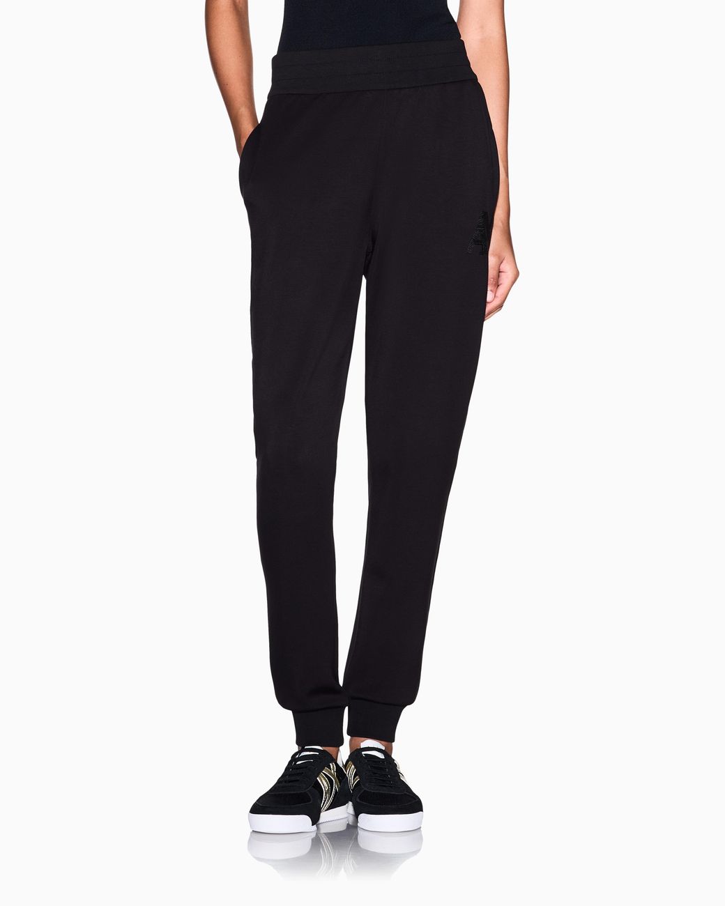 ARMANI EXCHANGE Black Regular Fit Trousers Jersey