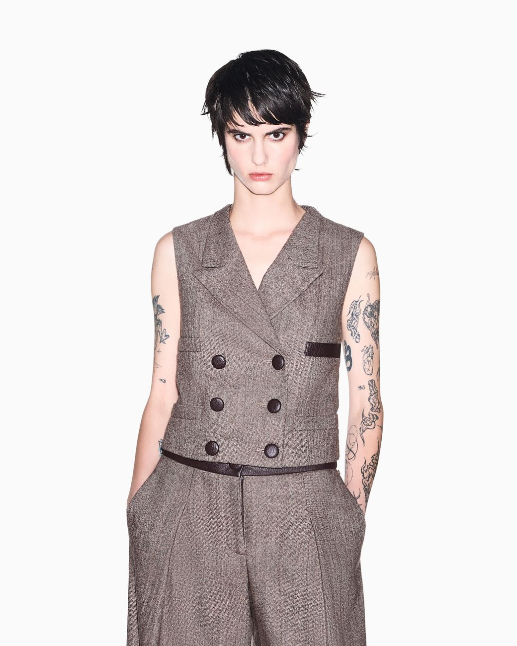 ARMANI EXCHANGE Brown Regular Fit Waistcoat