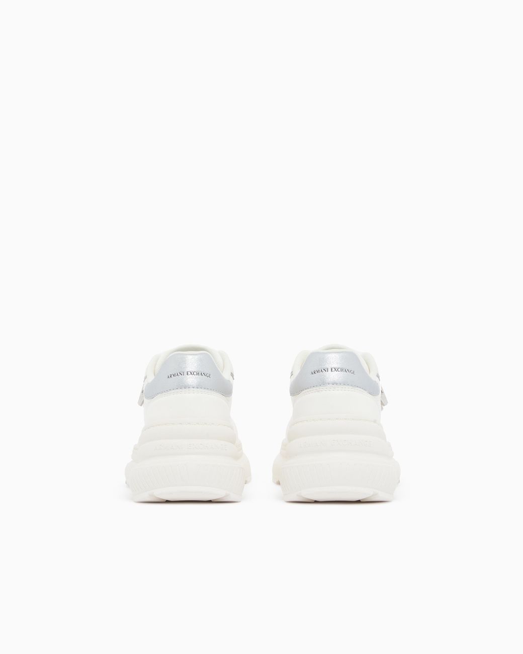 ARMANI EXCHANGE White Sneakers With Nappa Pillow And Metal Suede