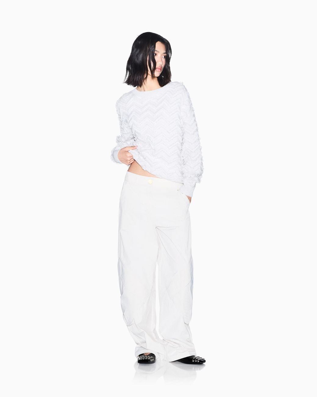 ARMANI EXCHANGE White Oversized Trousers