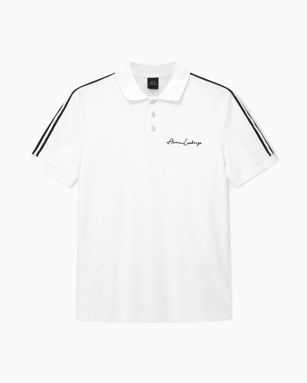 ARMANI EXCHANGE White Stretch Cotton Piquet Polo With Stripes And Logo Essential for men