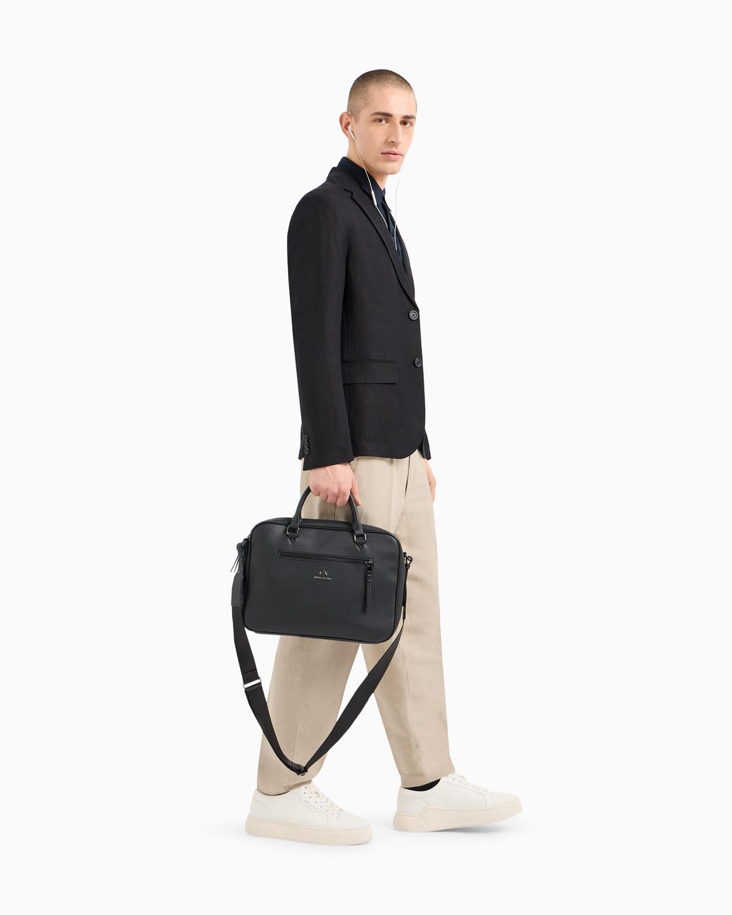 ARMANI EXCHANGE Black Single-Breasted Two-Button Jacket for men