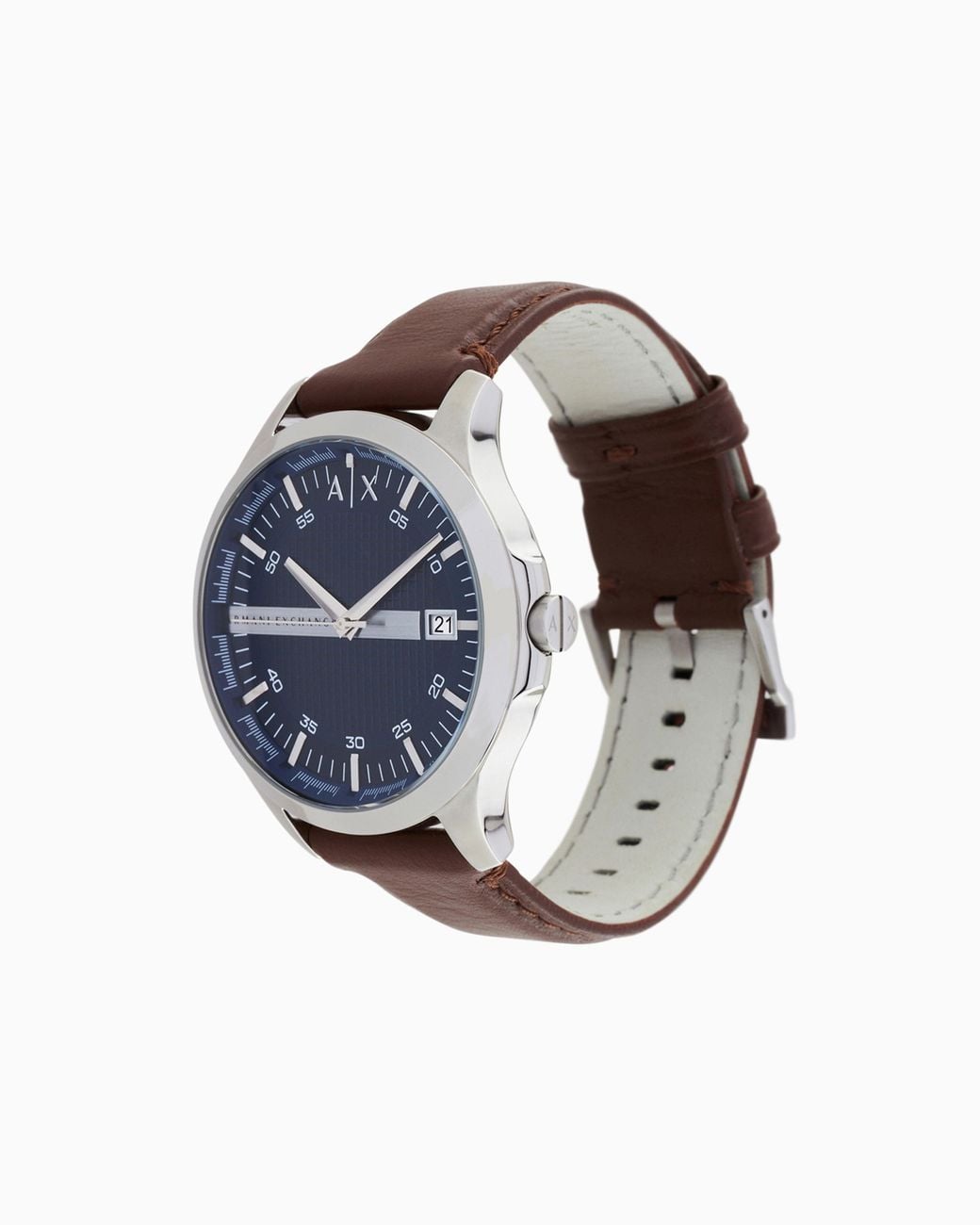 ARMANI EXCHANGE Blue Three-Hand Watch With Leather Strap for men