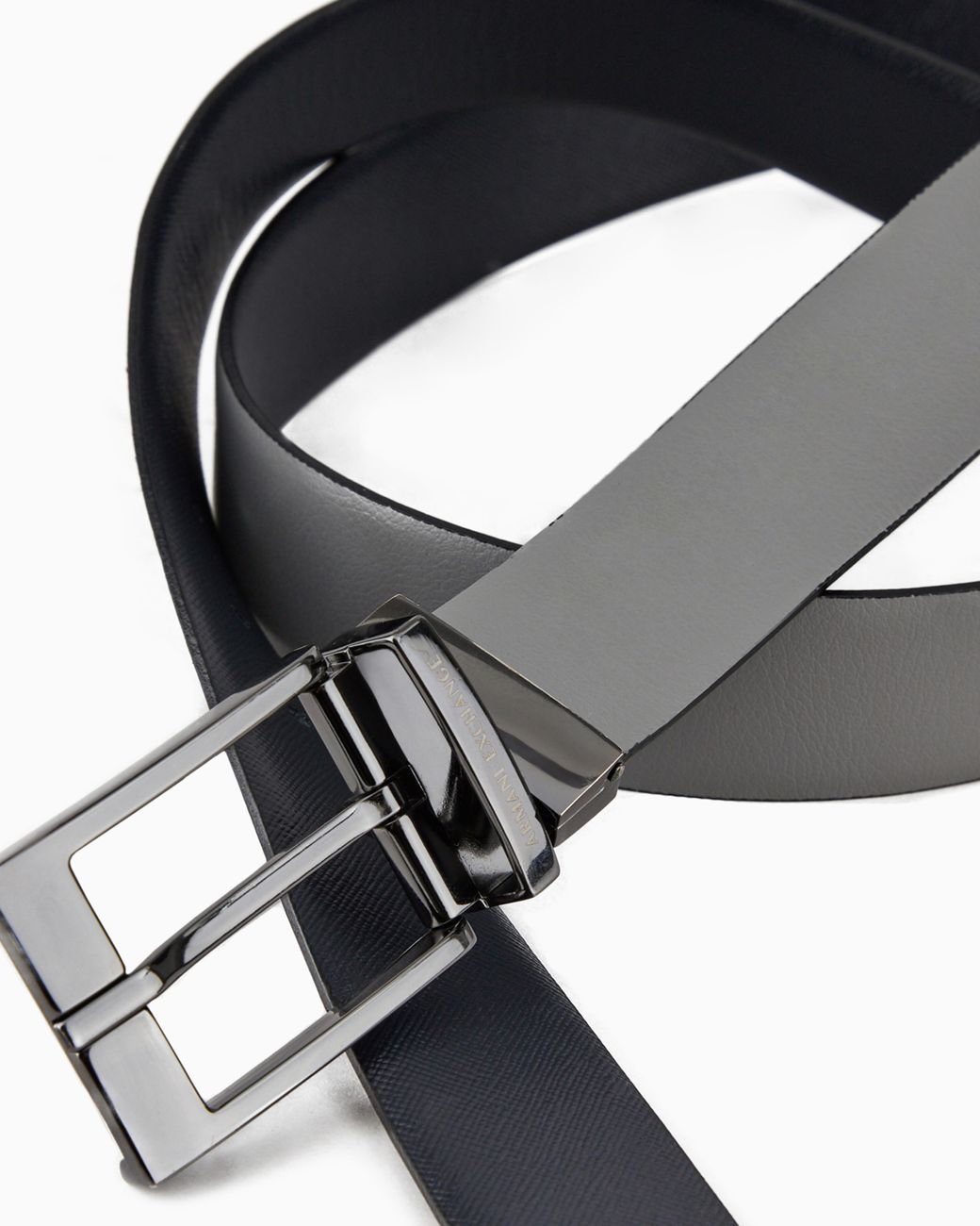 ARMANI EXCHANGE White Reversible Smooth Leather Belt With A Rectangular Buckle for men