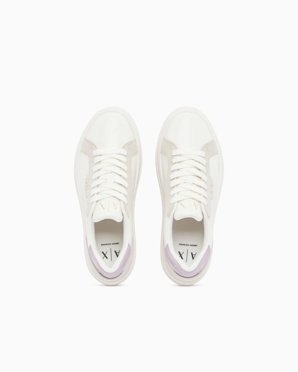 ARMANI EXCHANGE White Low Cut Sneakers With Coated And Split Leather Upper