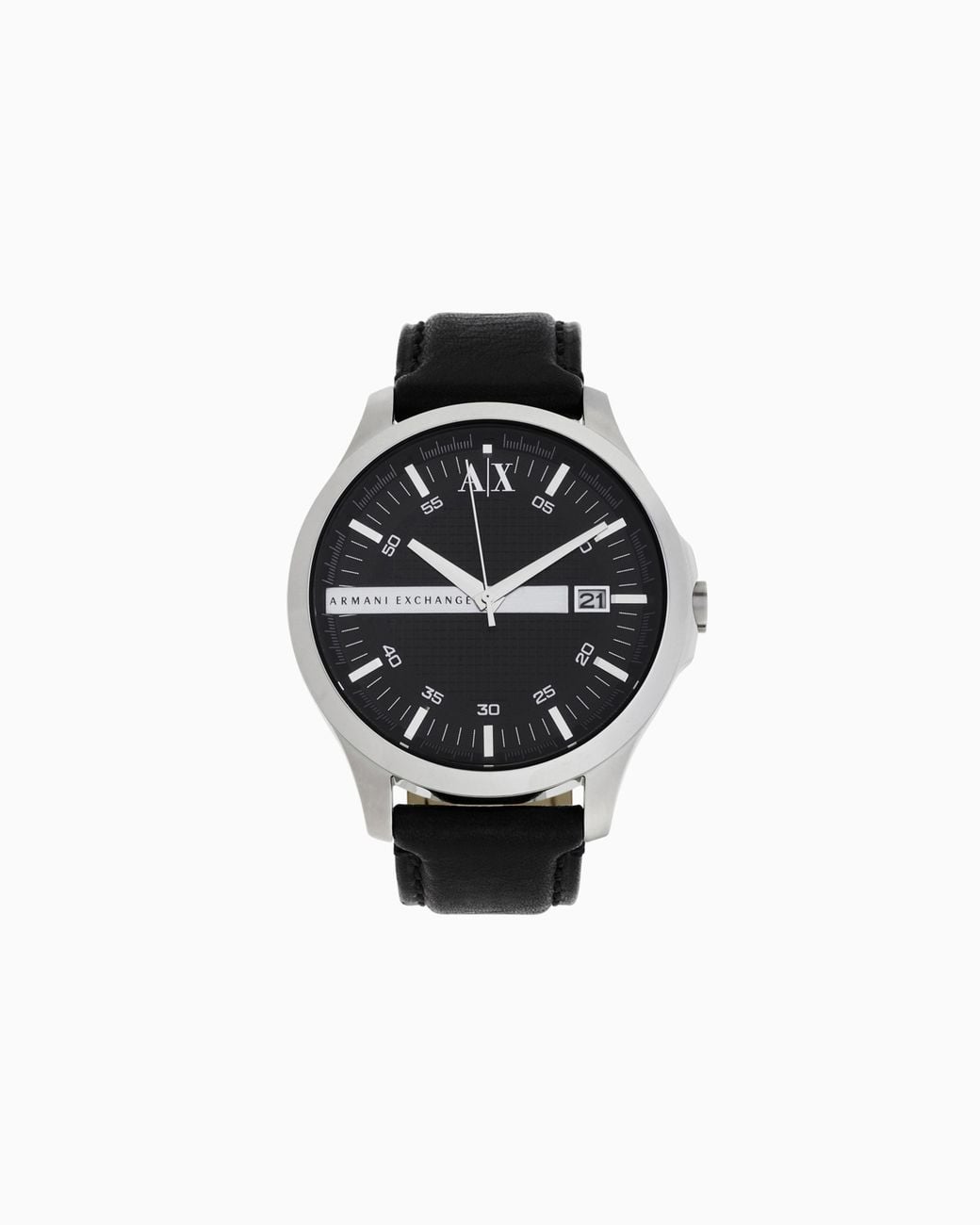 ARMANI EXCHANGE White Three-Hand Watch With Leather Strap for men