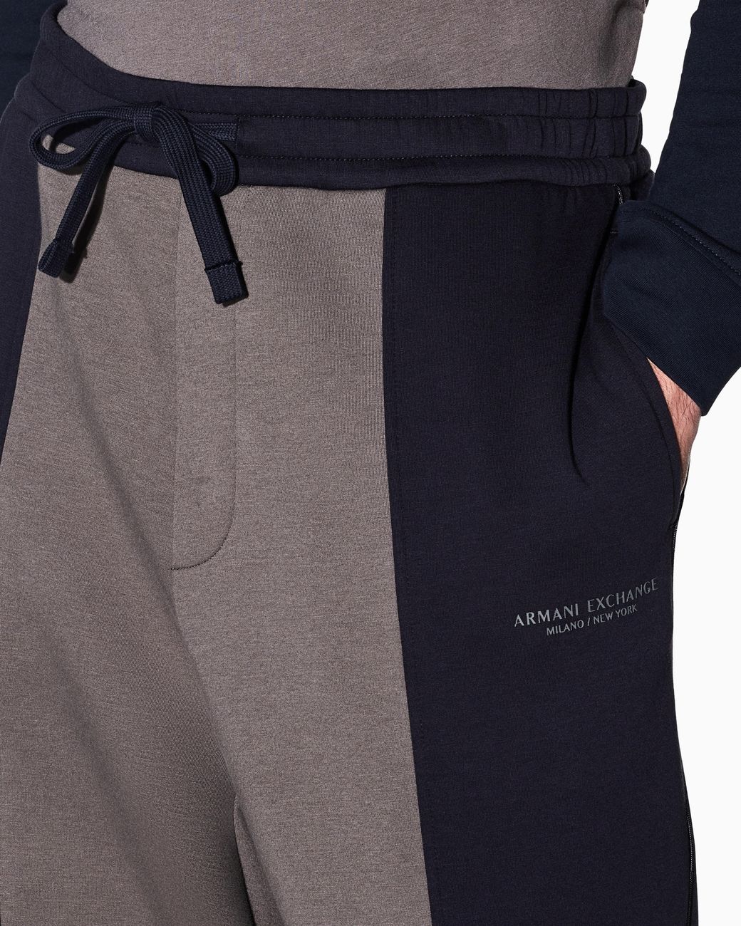 ARMANI EXCHANGE Blue Regular Fit Trousers Bonded Stretch Cotton Jersey for men