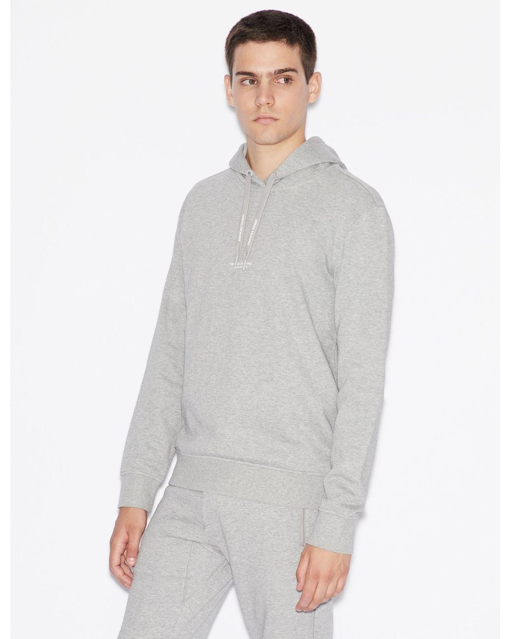 Armani Exchange Fleece Hooded Sweatshirt in Grey (Gray) for Men - Lyst