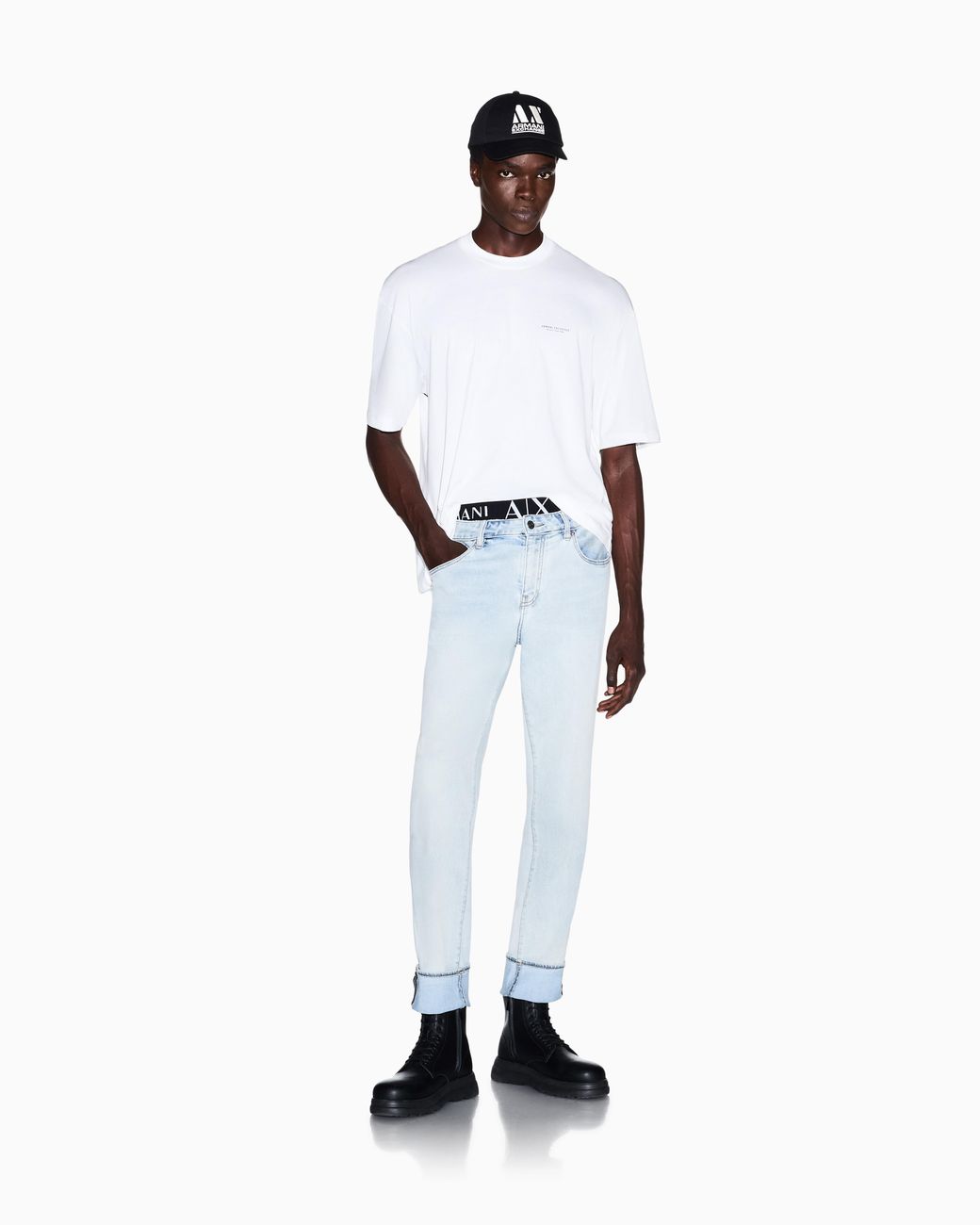 ARMANI EXCHANGE Blue Comfort Slim Fit Five-Pocket Pants for men