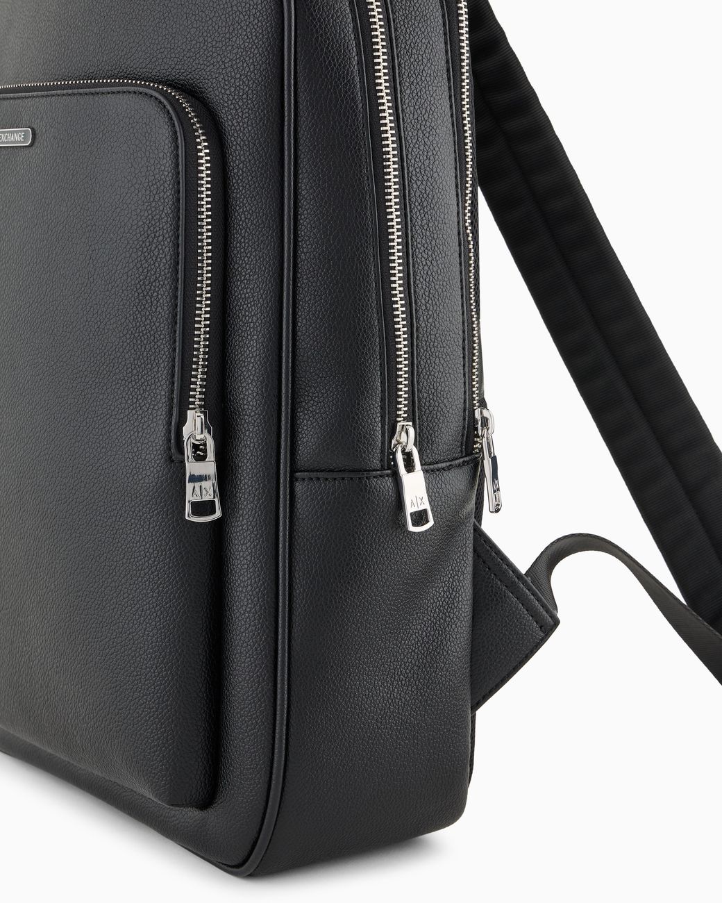ARMANI EXCHANGE Black Textured Backpack With A Zippered Pocket And Padded Straps for men