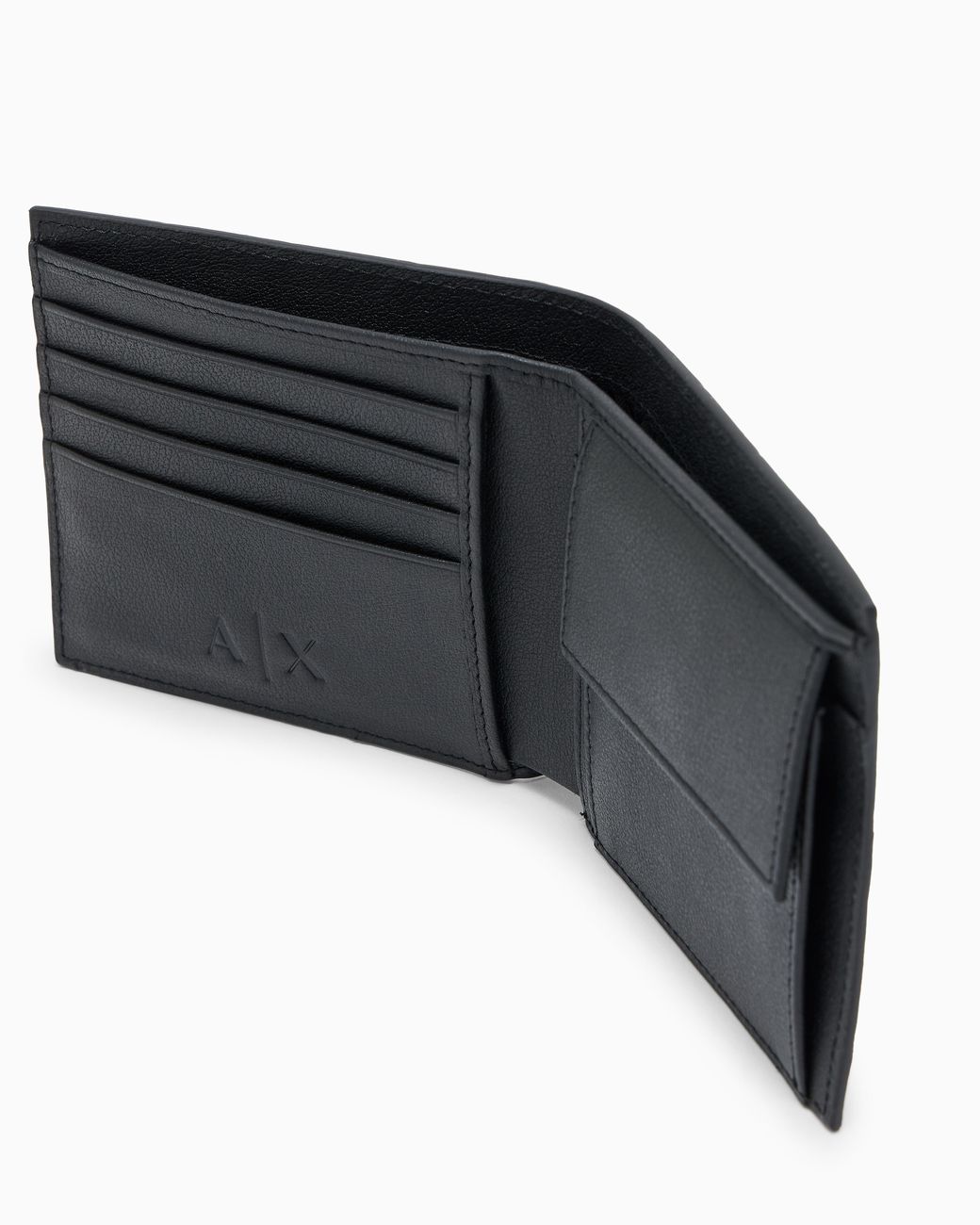 ARMANI EXCHANGE White Leather Bifold Wallet With An Embossed Diagonal Pattern for men