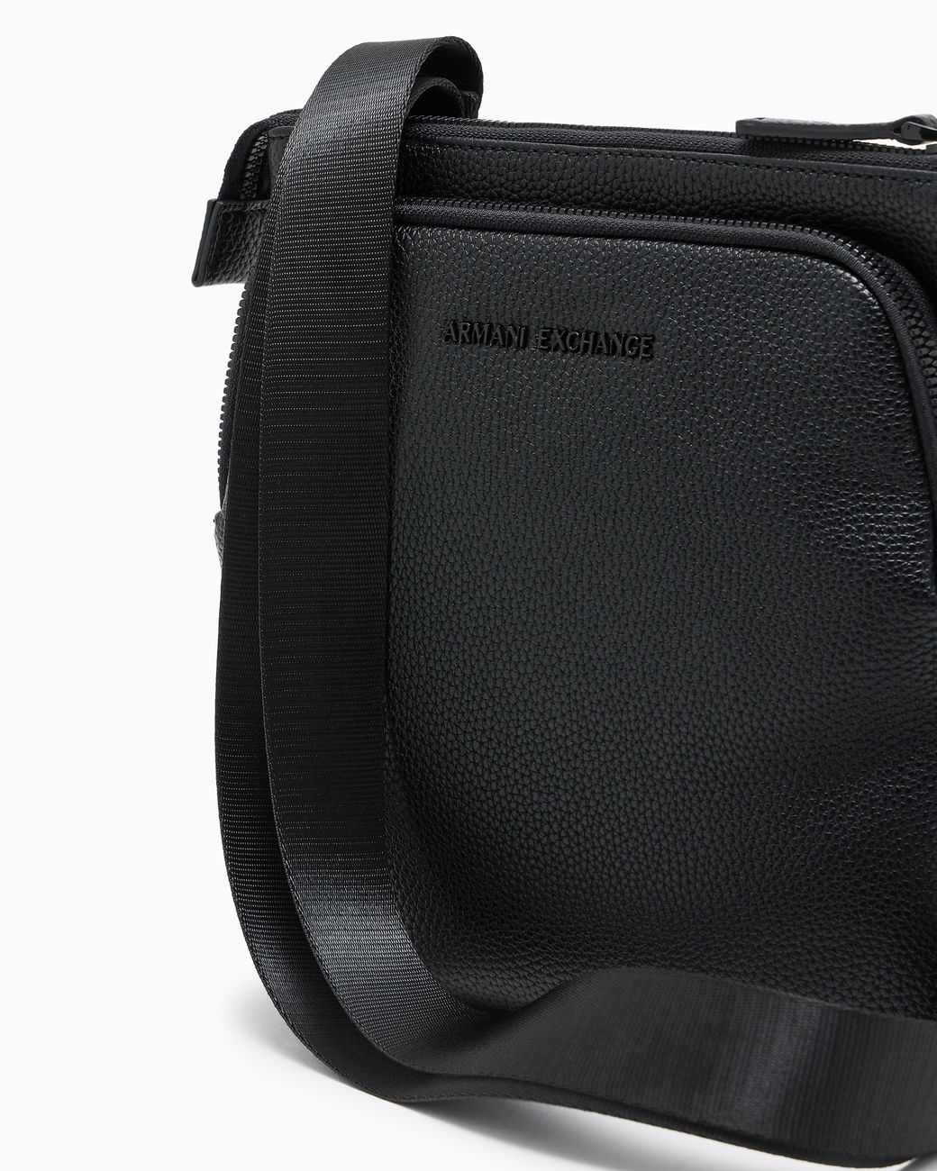 ARMANI EXCHANGE Black Faux Leather Shoulder Bag With Logo for men
