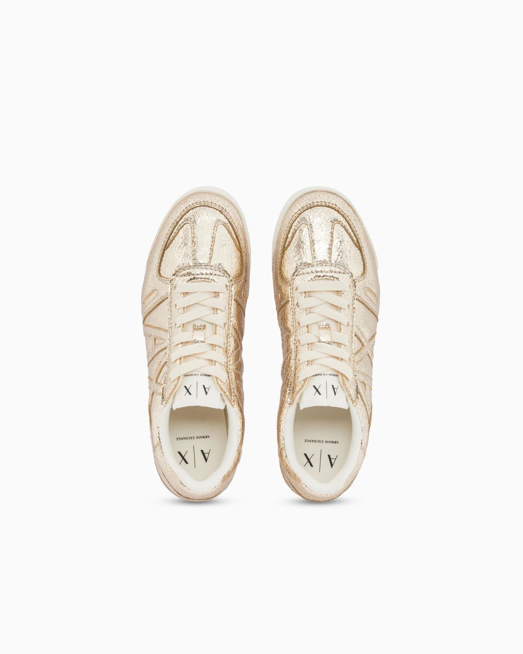 ARMANI EXCHANGE White Sneakers With Crackle Finish