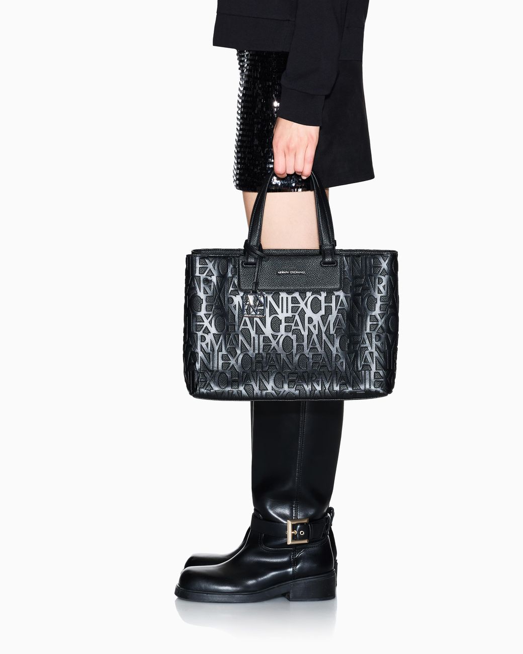 ARMANI EXCHANGE Black Shopping Bag
