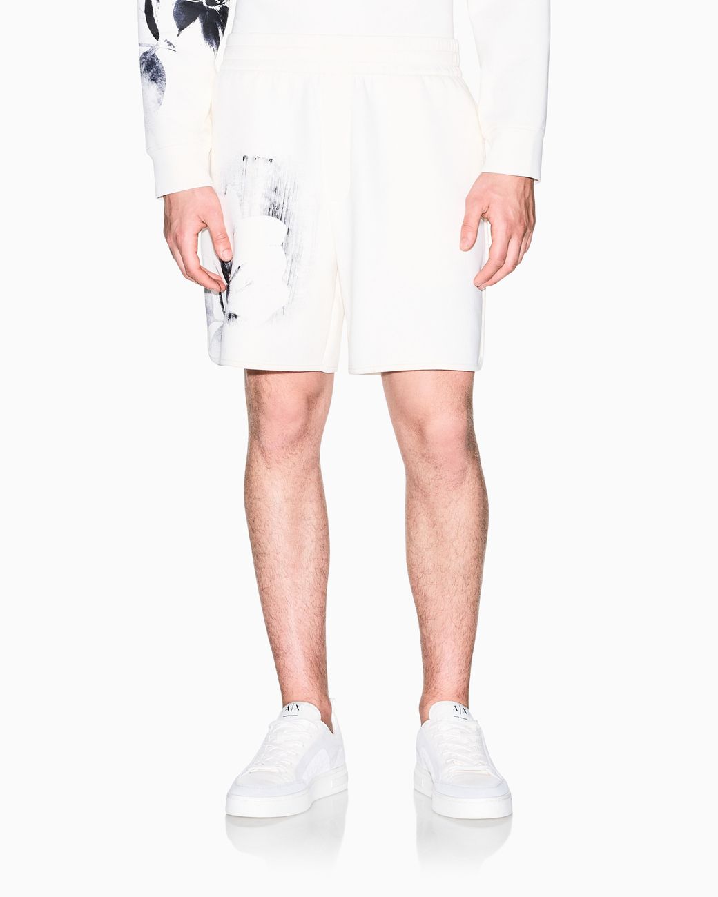 ARMANI EXCHANGE White Regular Fit Shorts Jersey Bonded Stretch Cotton for men