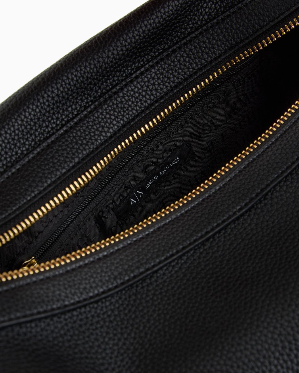 ARMANI EXCHANGE Black Hobo Bag With Hammered Effect And Zip Closure