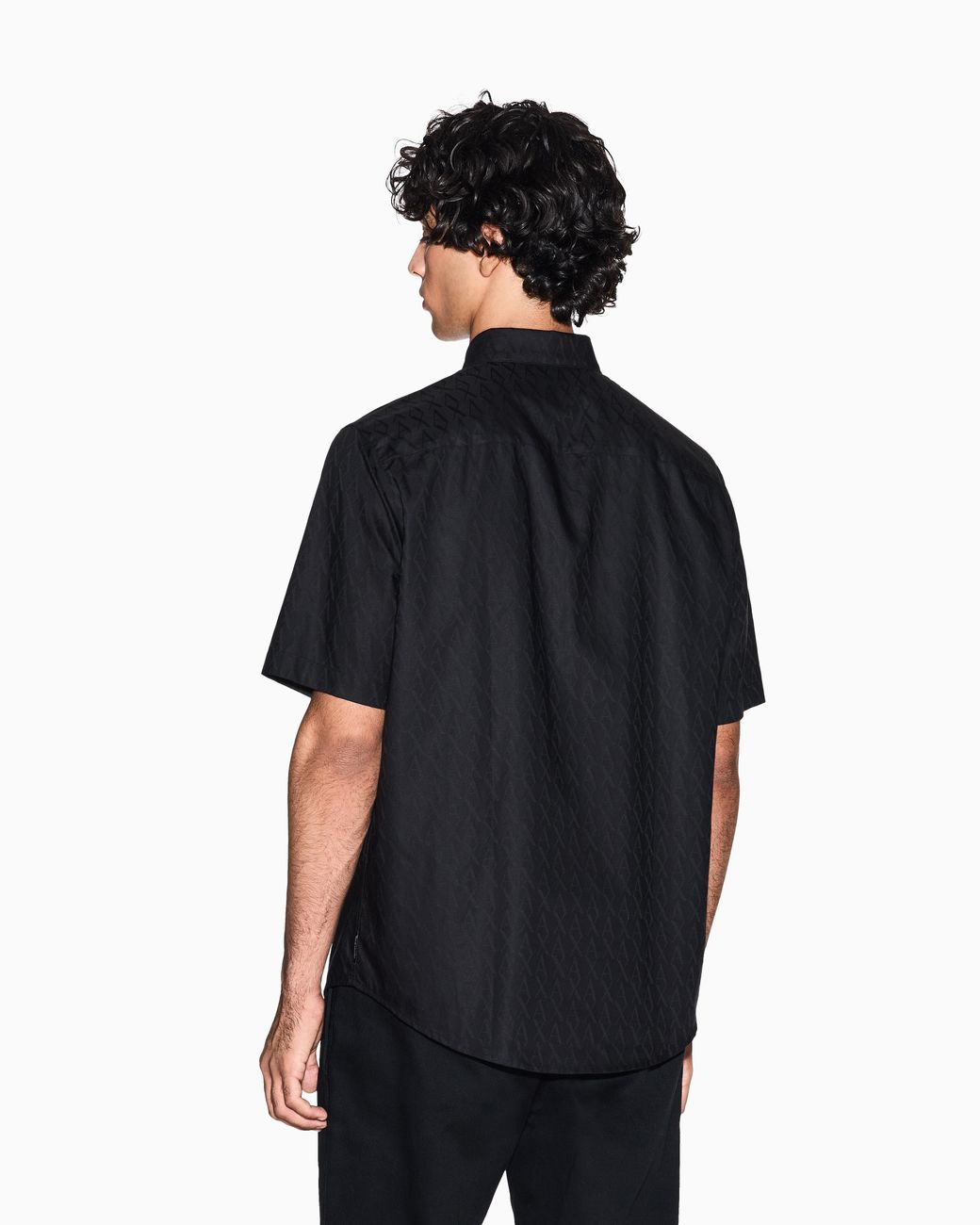 ARMANI EXCHANGE Black Short-Sleeve Button-Up Shirt for men