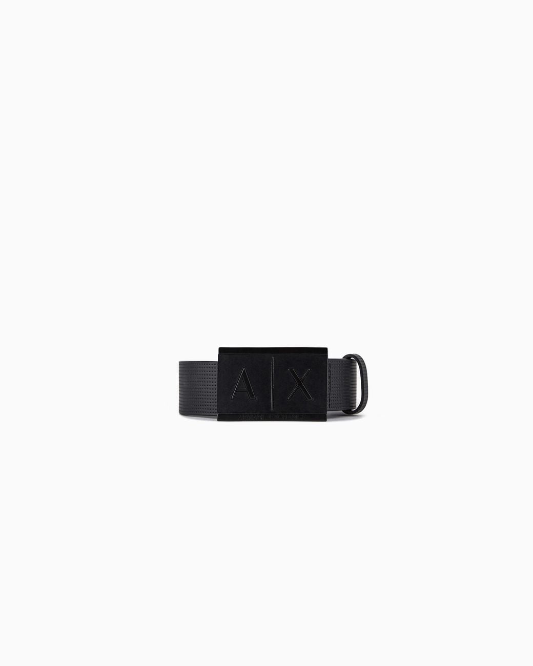 ARMANI EXCHANGE White Textured Leather Belt With An Embossed Logo Buckle for men