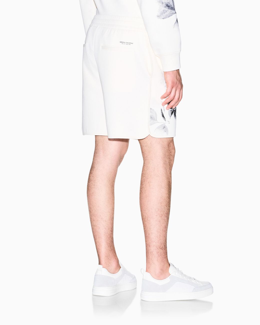 ARMANI EXCHANGE White Regular Fit Shorts Jersey Bonded Stretch Cotton for men